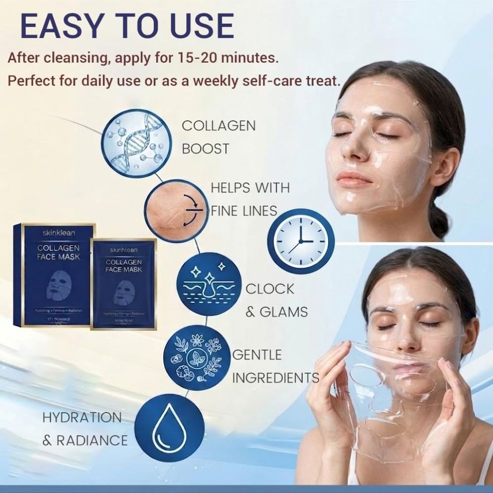 Collagen Sheet Mask - Hydrating Collagen Face Mask Helps with